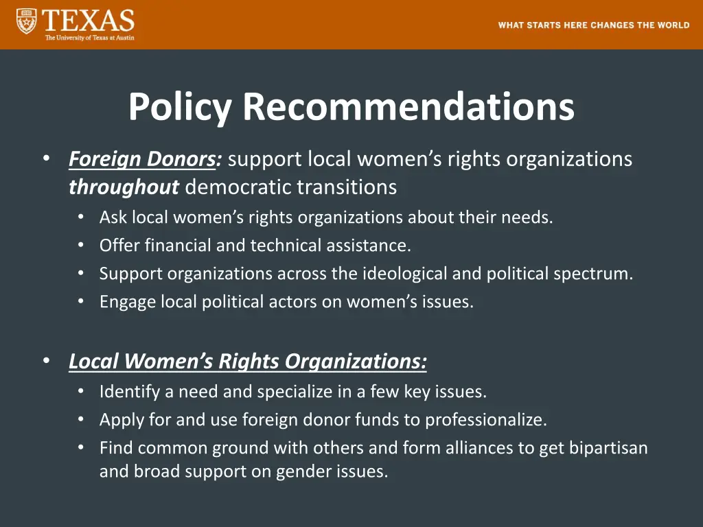 policy recommendations