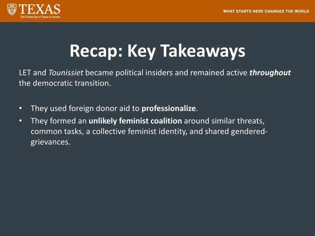 recap key takeaways