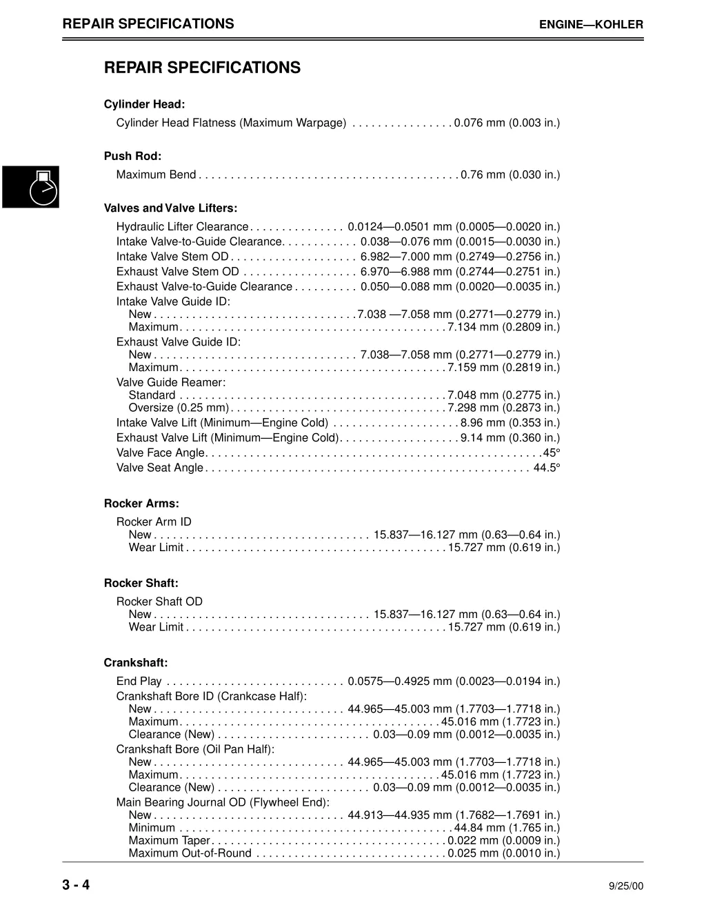 repair specifications