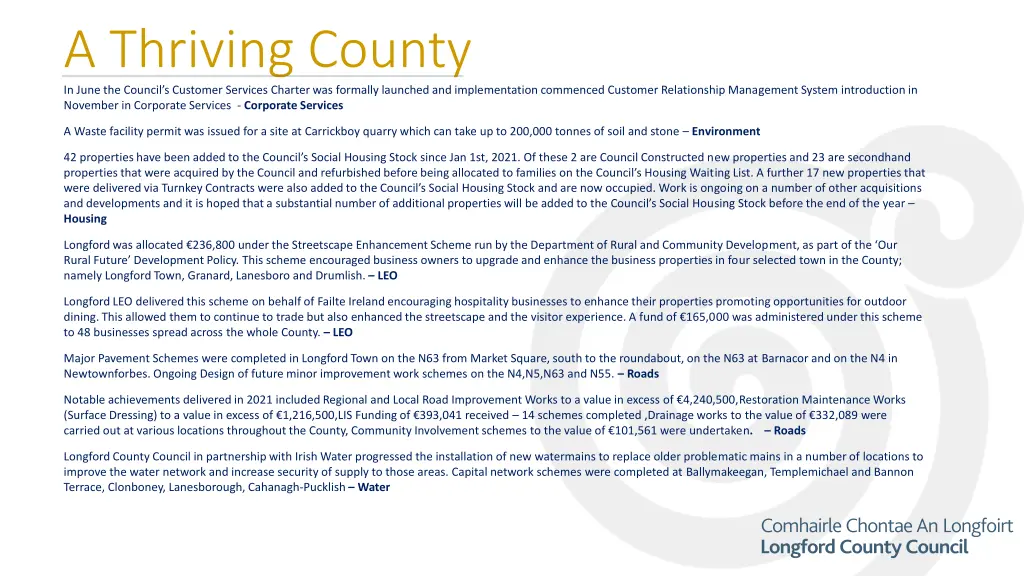 a thriving county in june the council s customer