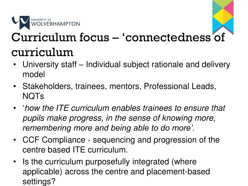 curriculum focus connectedness of curriculum