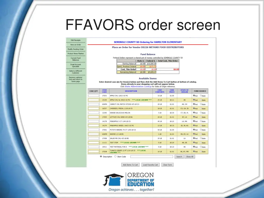 ffavors order screen