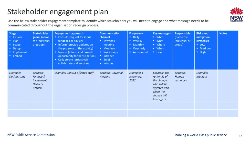 stakeholder engagement plan