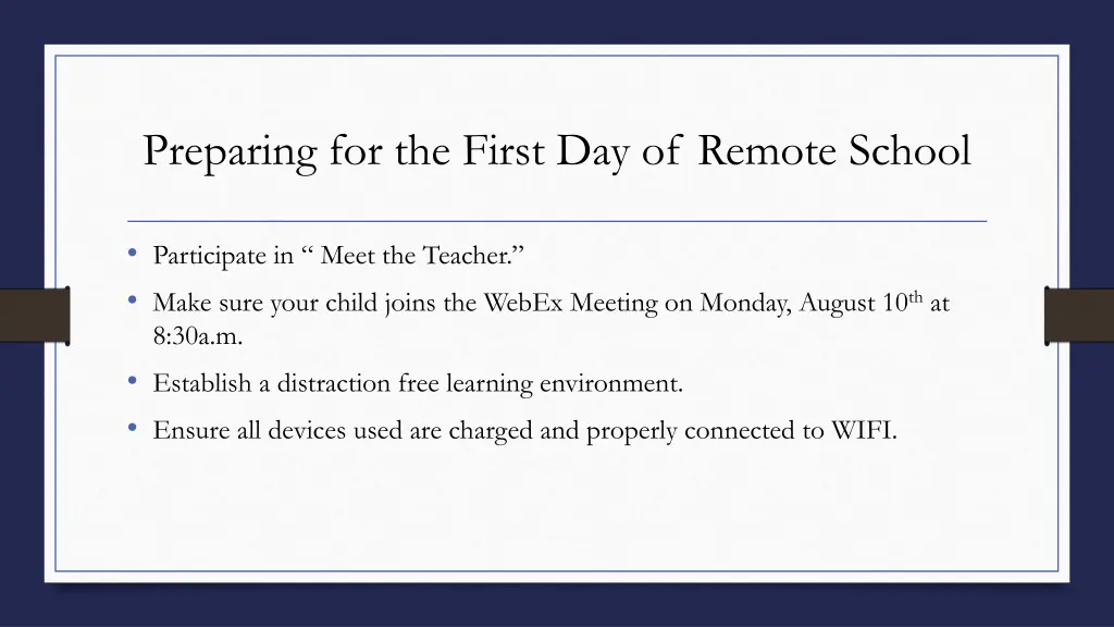 preparing for the first day of remote school