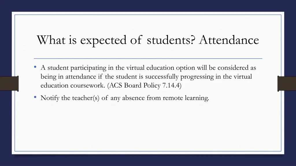 what is expected of students attendance