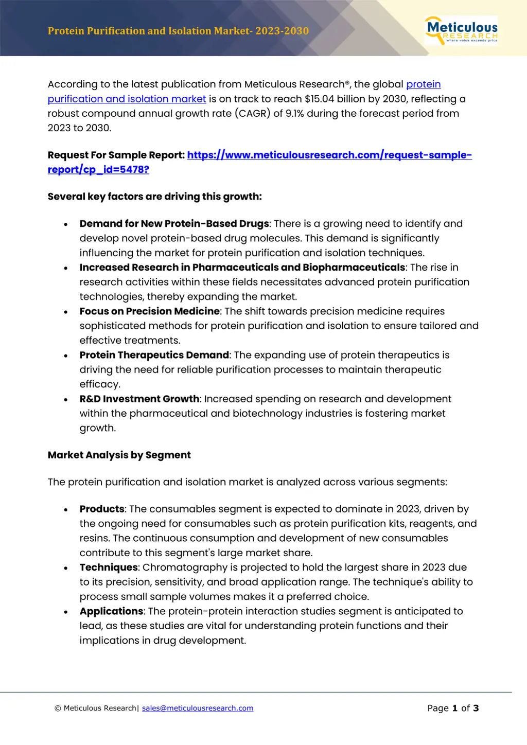 protein purification and isolation market 2023