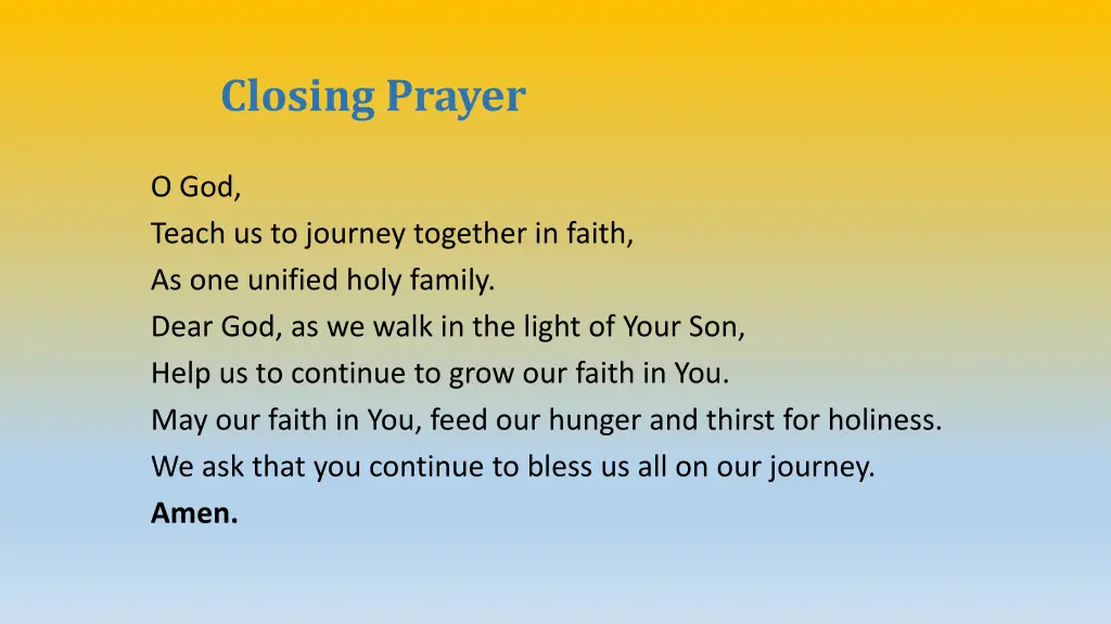 closing prayer