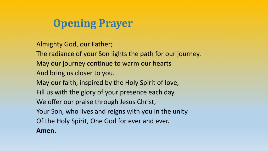 opening prayer