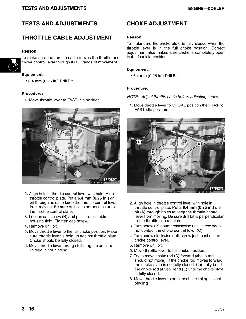 tests and adjustments