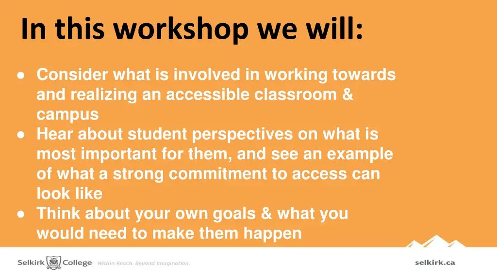 in this workshop we will