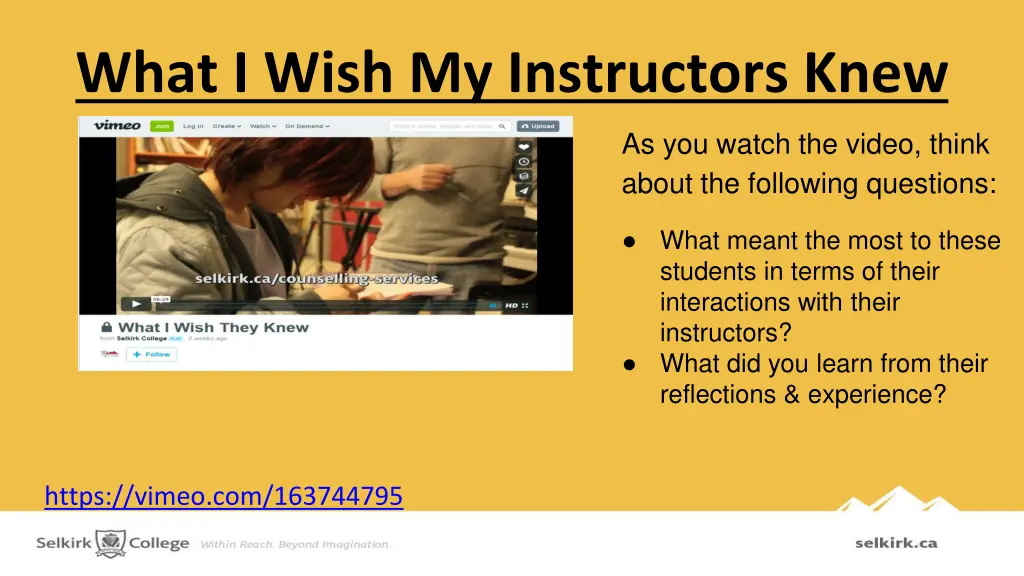 what i wish my instructors knew