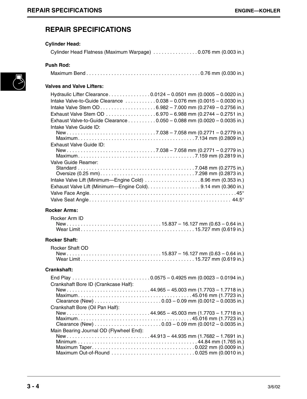 repair specifications