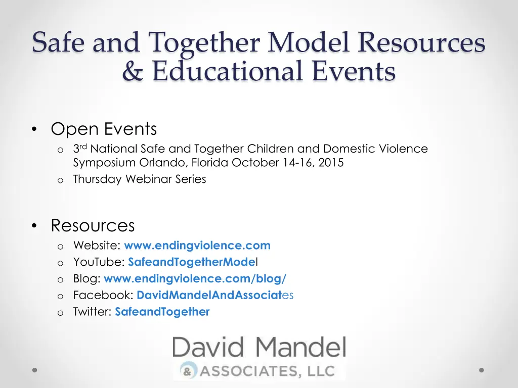 safe and together model resources educational