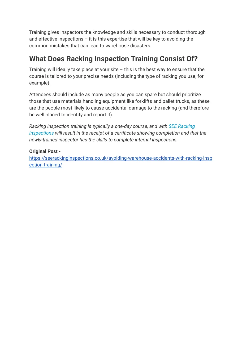 training gives inspectors the knowledge