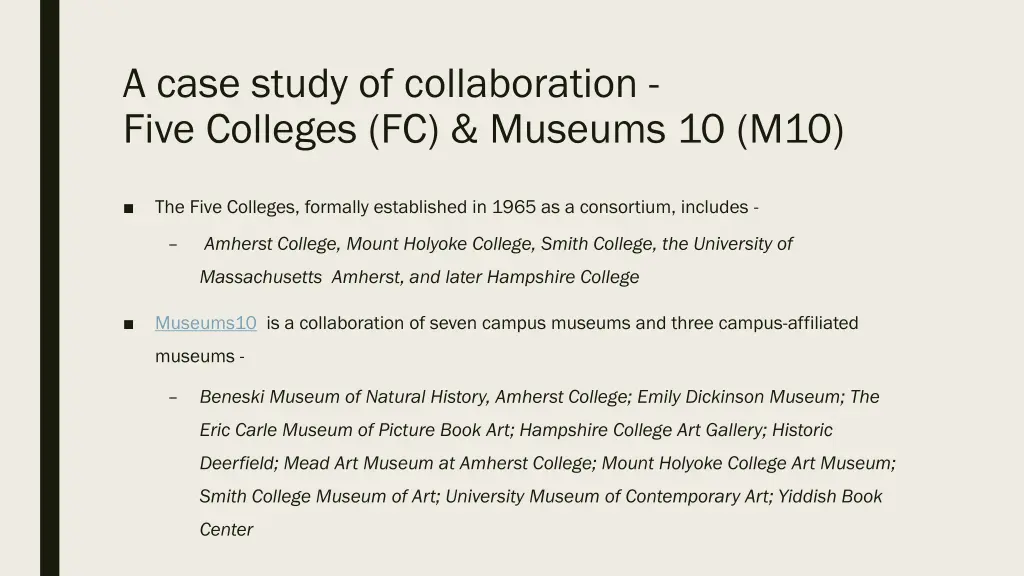 a case study of collaboration five colleges