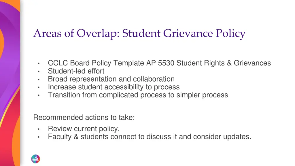 areas of overlap student grievance policy