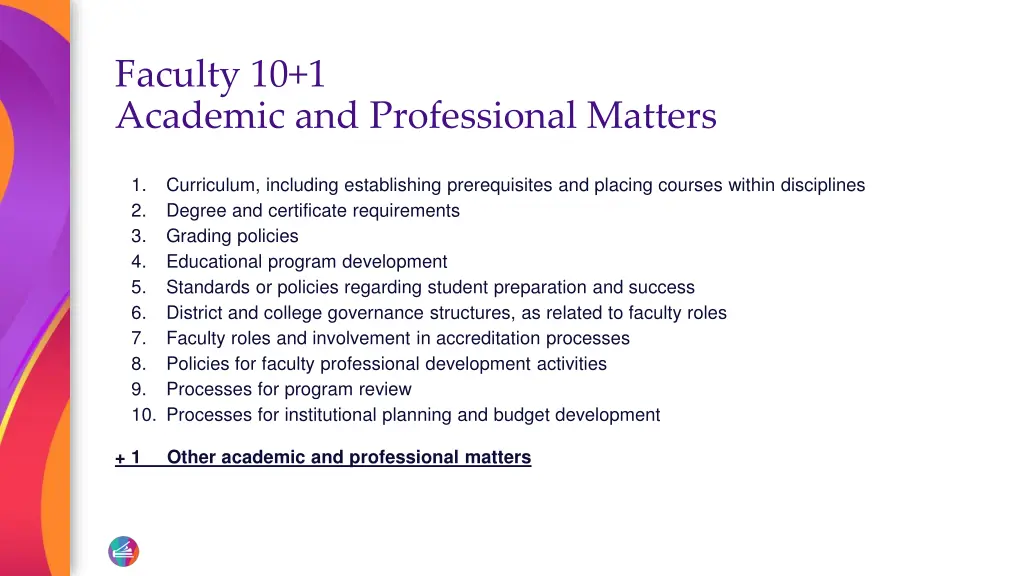 faculty 10 1 academic and professional matters