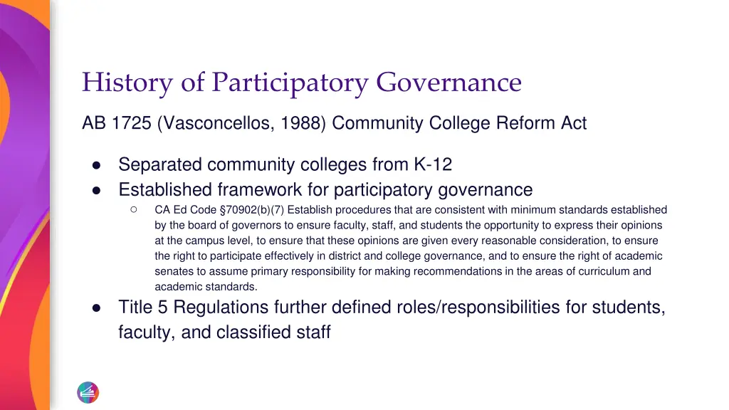 history of participatory governance