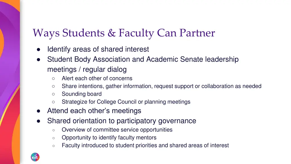 ways students faculty can partner