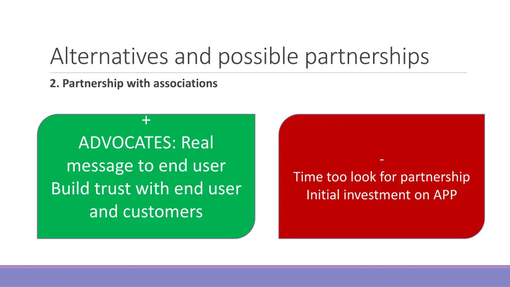 alternatives and possible partnerships 1