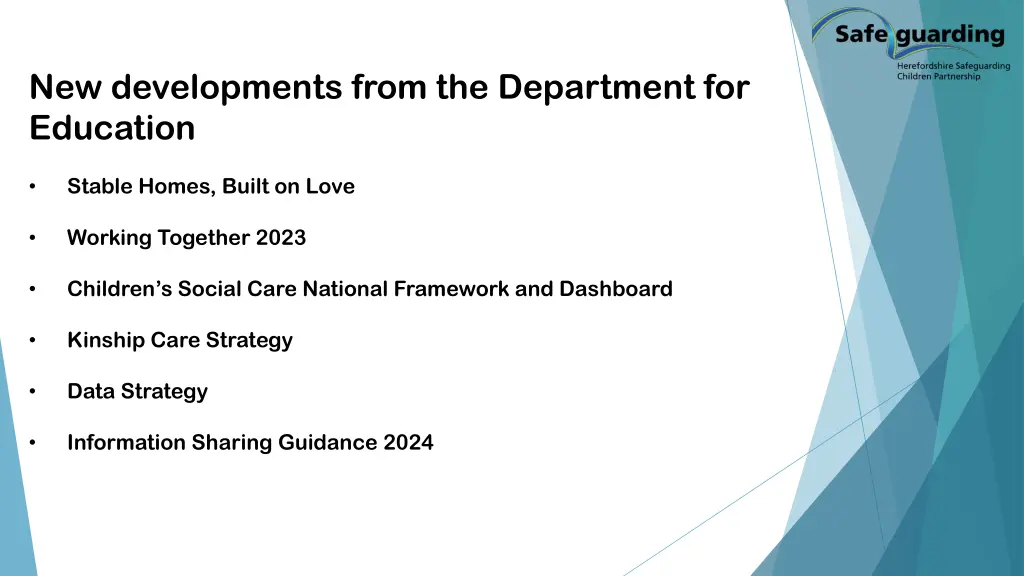 new developments from the department for education