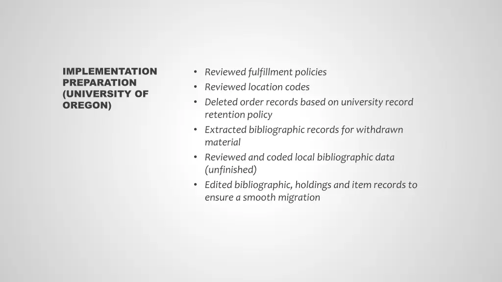 implementation preparation university of oregon