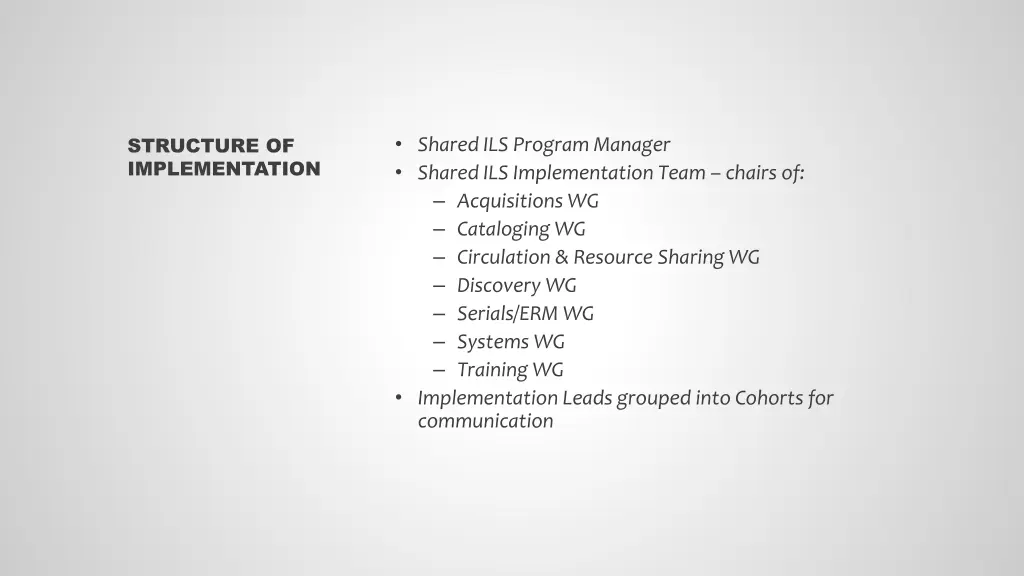 structure of implementation