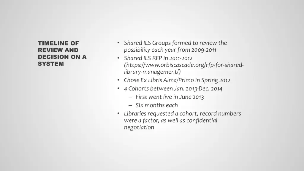 timeline of review and decision on a system