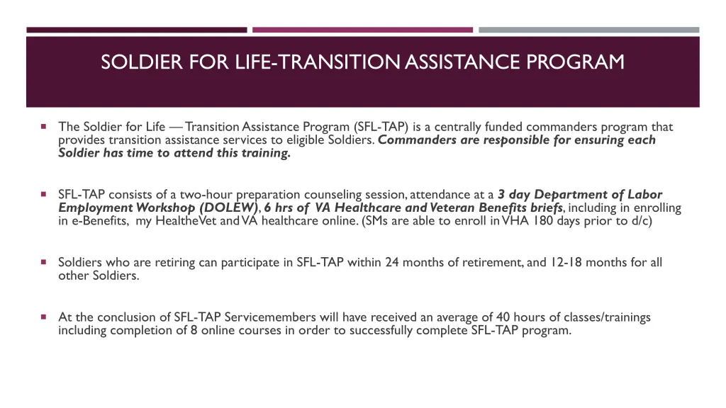 soldier for life transition assistance program