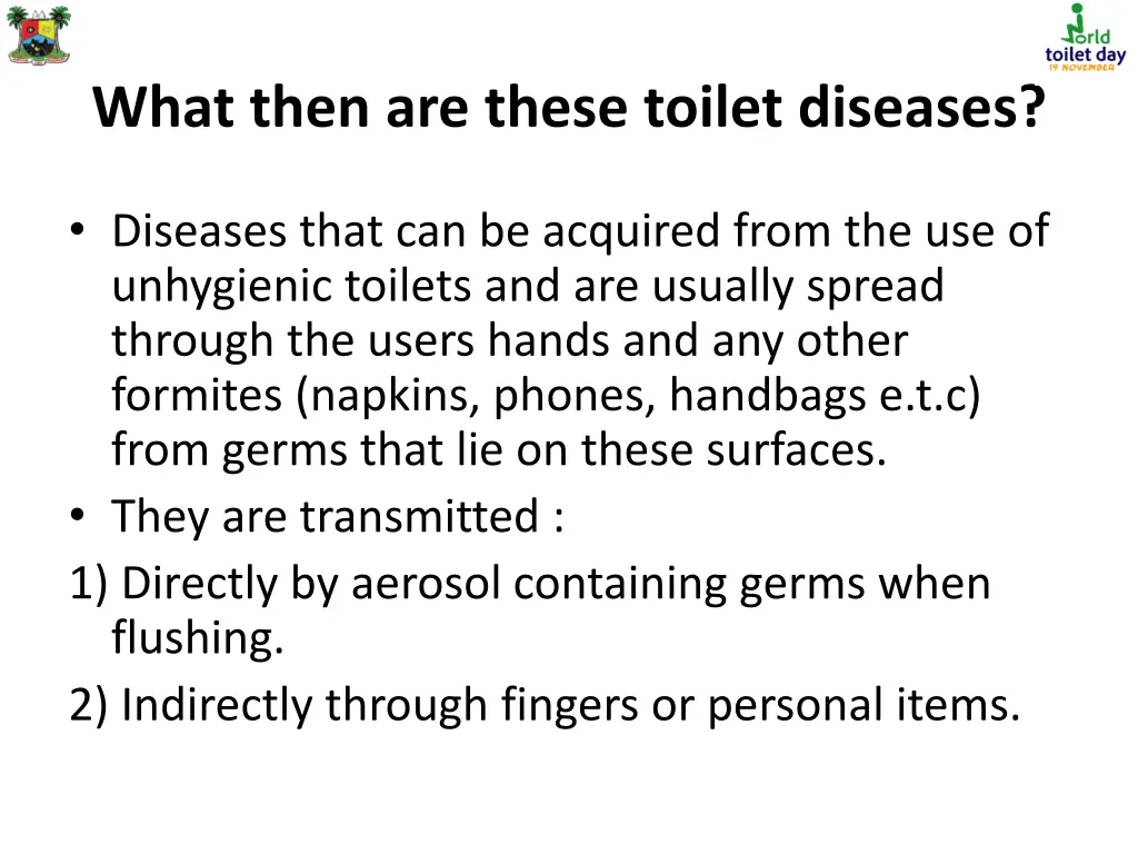 what then are these toilet diseases