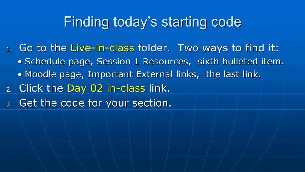 finding today s starting code