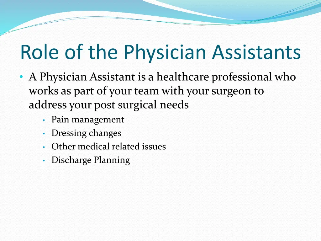 role of the physician assistants