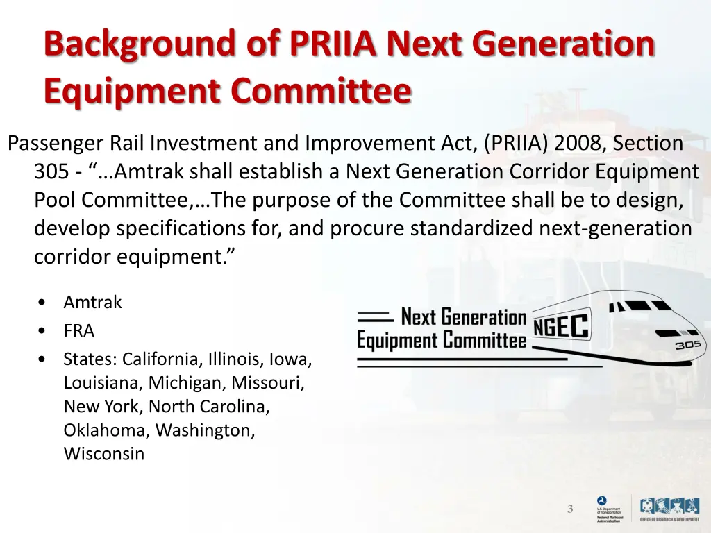 background of priia next generation equipment