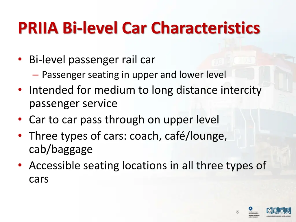 priia bi level car characteristics