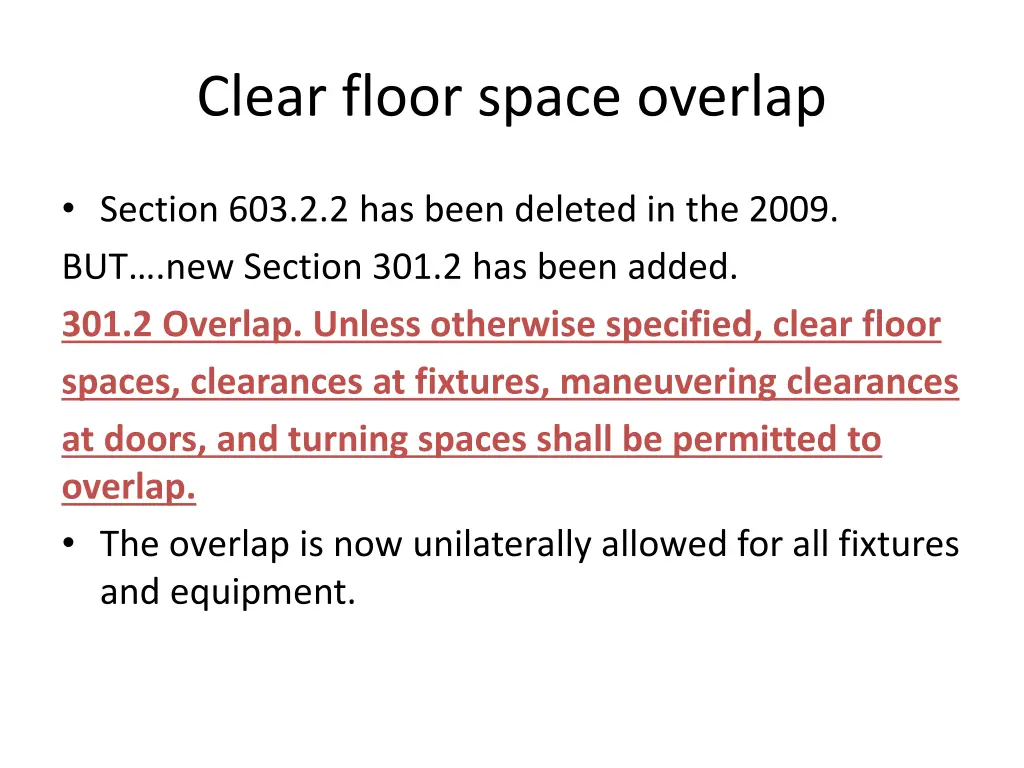 clear floor space overlap