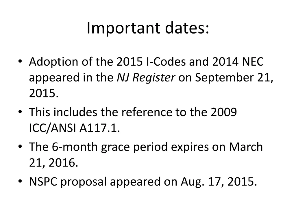 important dates