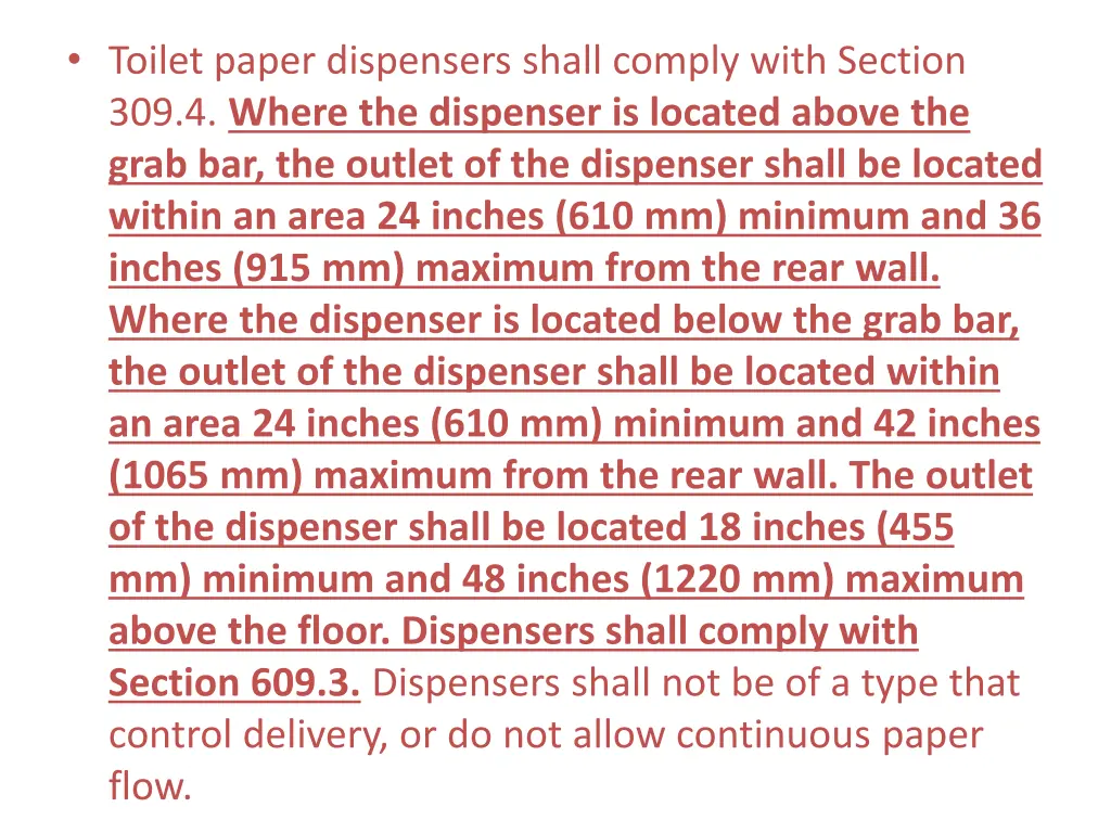 toilet paper dispensers shall comply with section