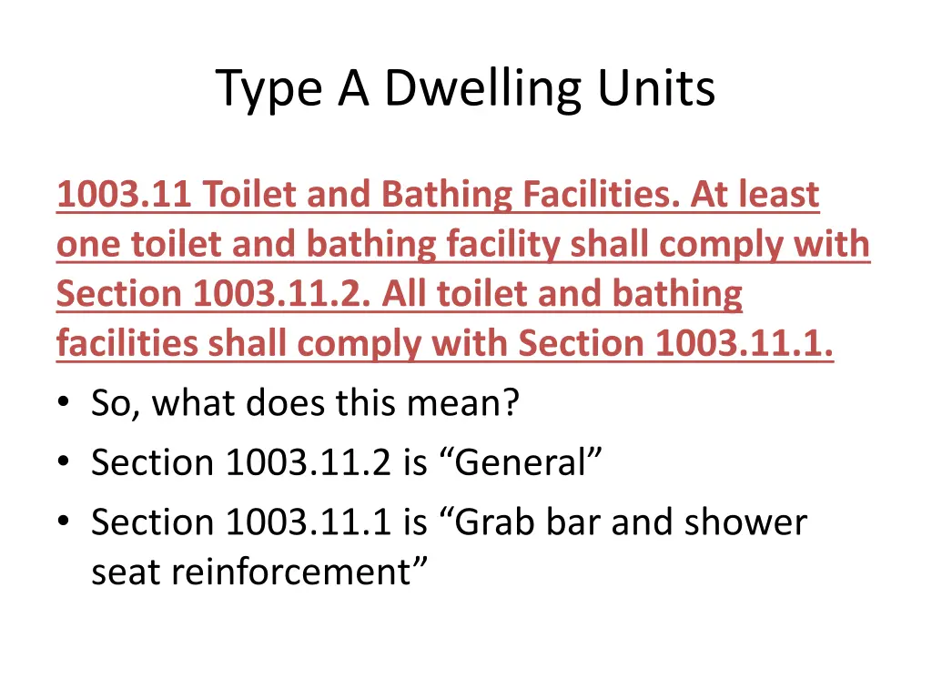 type a dwelling units