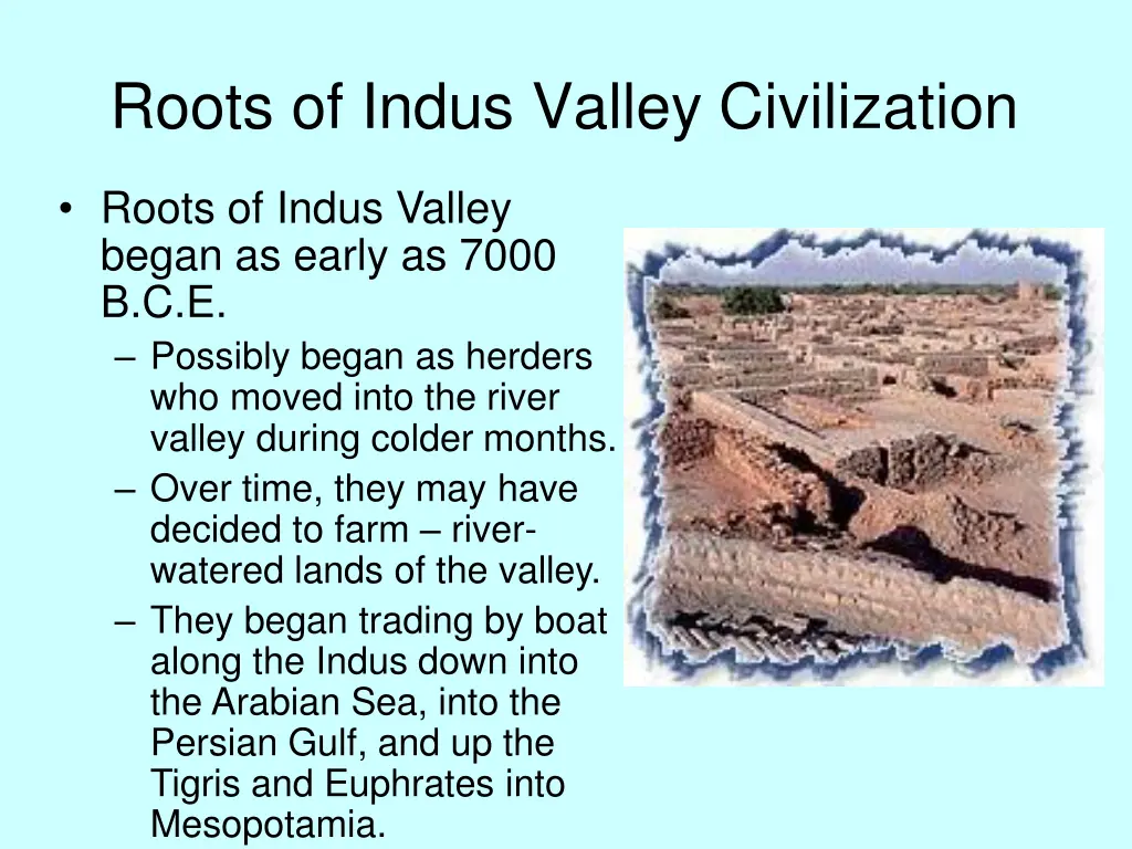 roots of indus valley civilization 1