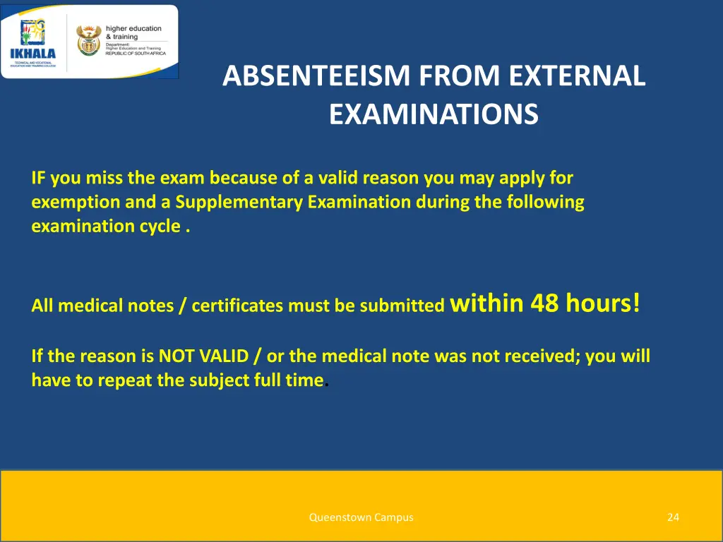 absenteeism from external examinations