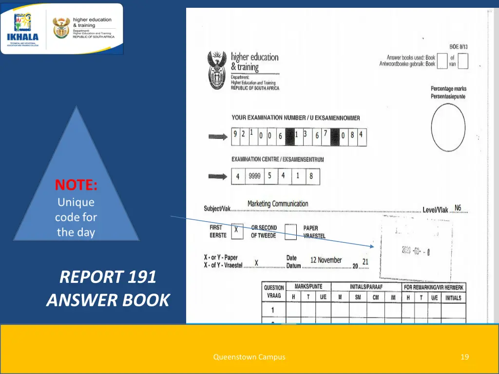 report 191 answer book