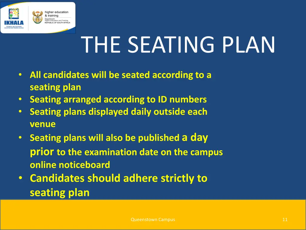 the seating plan