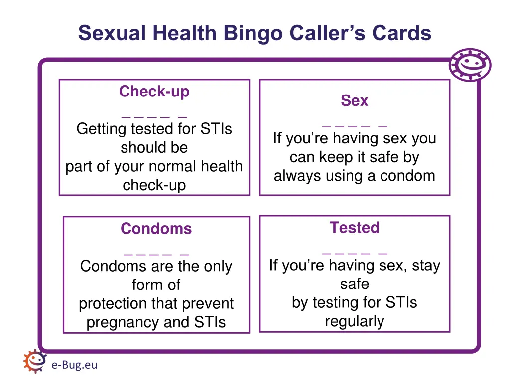 sexual health bingo caller s cards 1