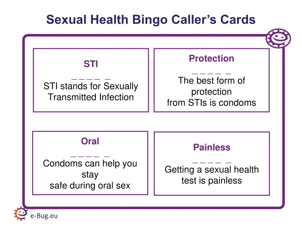 sexual health bingo caller s cards