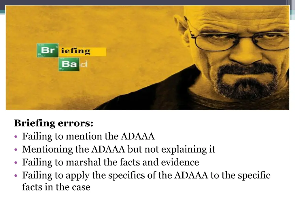 briefing errors failing to mention the adaaa