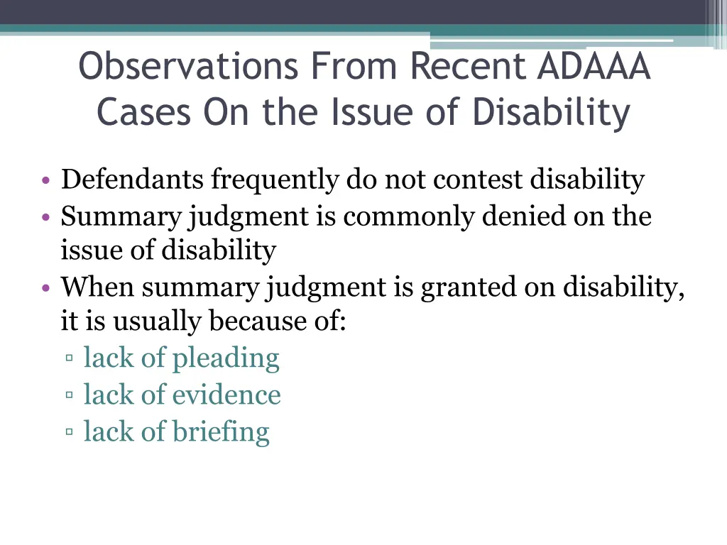 observations from recent adaaa cases on the issue