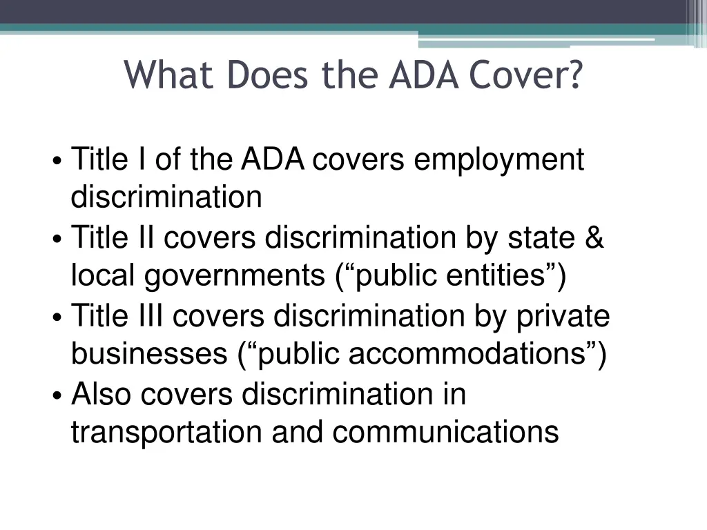 what does the ada cover