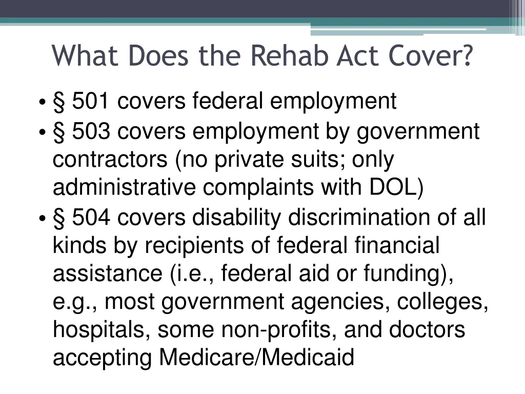 what does the rehab act cover