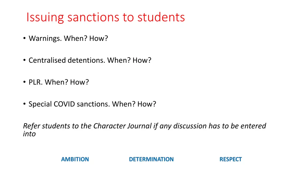 issuing sanctions to students