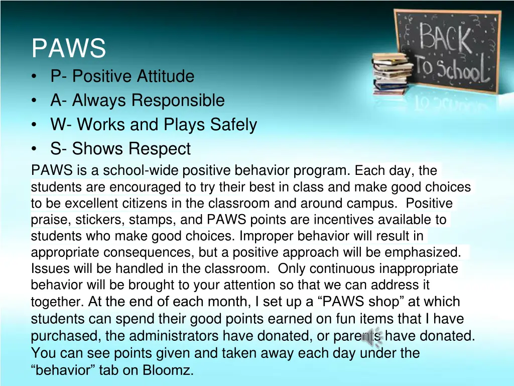 paws p positive attitude a always responsible